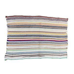 Vtg Midcentury Multicolor Rag Rug 33.5x23” Edge Used Worn